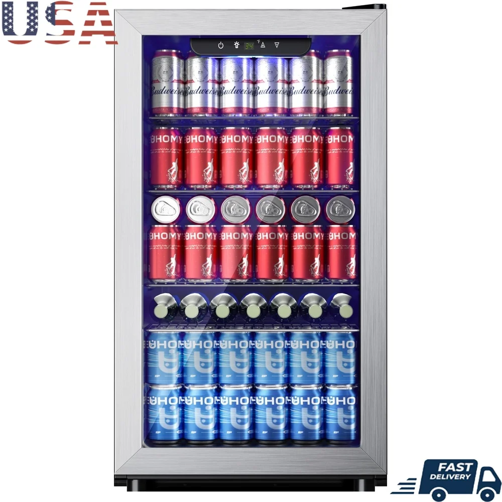 

125, холодильник для напитков, мини-холодильник, стеклянная дверь, энергоэффективный, тихий контроль температуры, регулируемые полки, идеальный дом