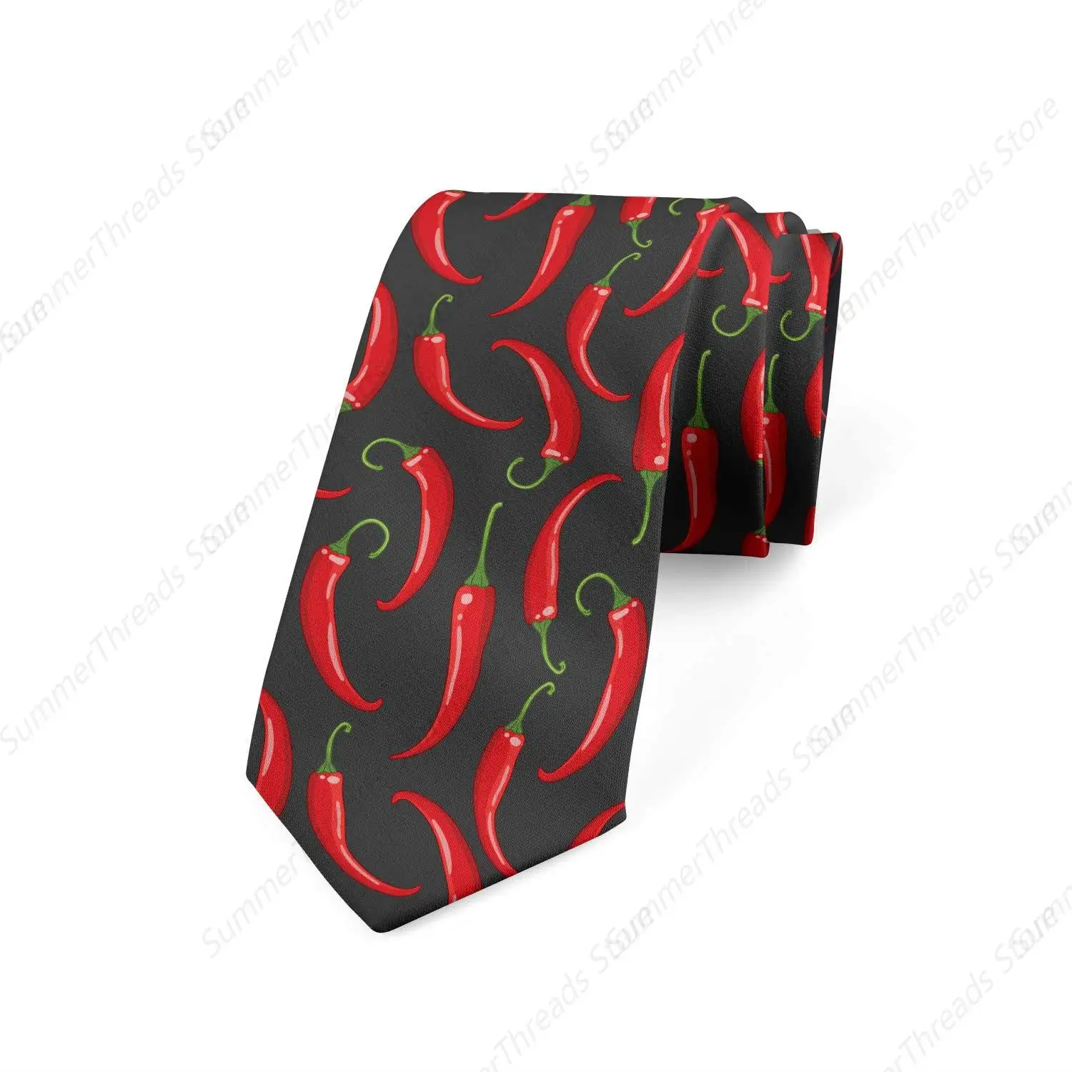 Necktie, Hot Spice Chilli Peppers  Grey Vermilion Green