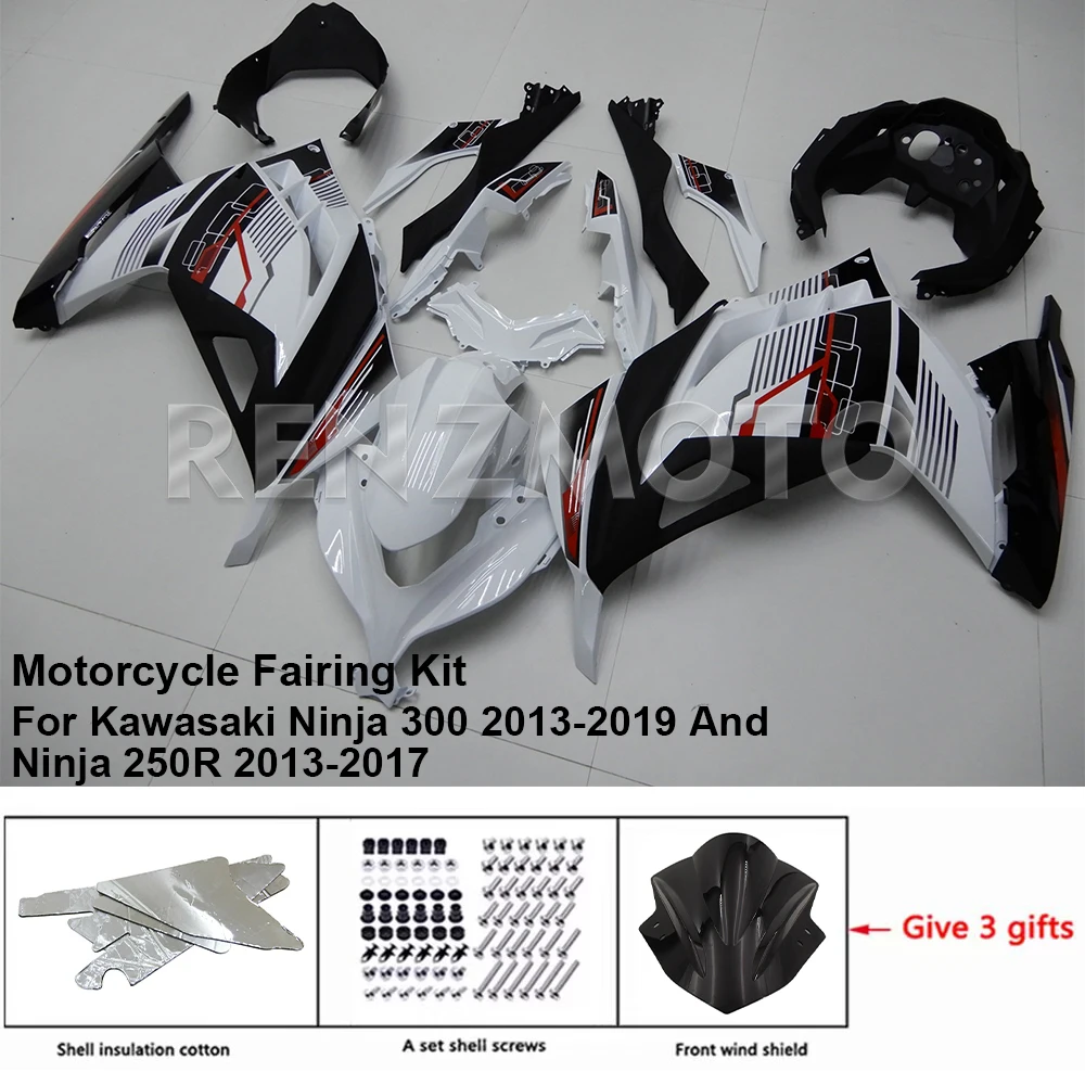 Motorcycle Fairing Accessory Fit For Kawasaki K0313-1002b Ninja 300 2013-2019 and Ninja 250R 2013-2017 Bodywork Decor Set