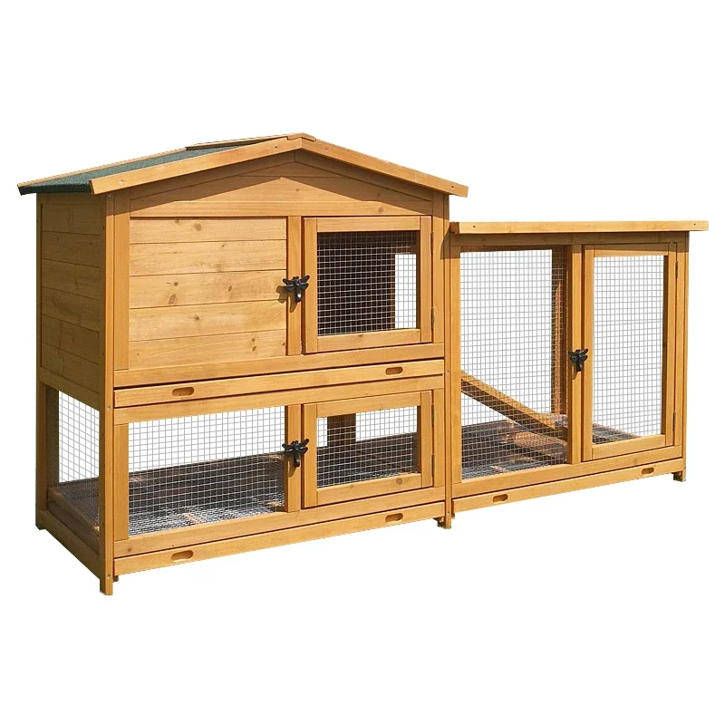 F rabbit cage anti-spray urine luxury double-layer drawer rabbit nest solid wood pigeon cage villa king size