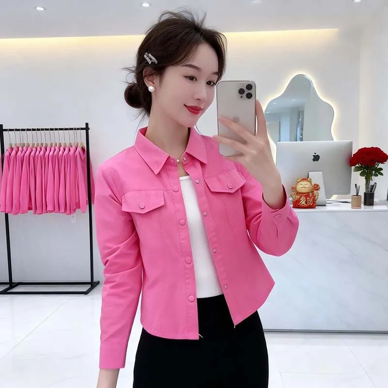 

Fashion Shirt Women's Spring Autumn 2026 New Short Slim-fit Casual Coat Ladies Western Temperament Outwear Female Tops