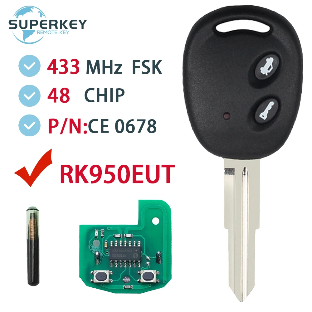 

SUPERKEY For Chevrolet Aveo 2009 2010 2011 2012 2013 2014 2015 2016 Remote Key Fob CE0678 48 Chip 433.92MHz FSK RK950EUT