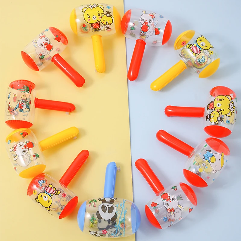 10Pcs Cute 3D Inflatable Hammer with Bell Pool Beach Toys for Kids Birthday Party Favors Baby Shower Gifts Treasure Goodie Bag