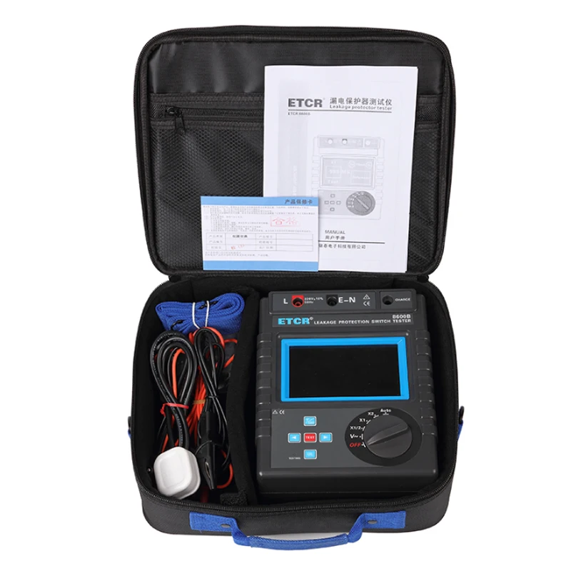 ETCR8600B Leakage Protector Tester Three-Phase Breaker Protection Switch Detector Dual Mode Lcd Display 1.5M Test Wire