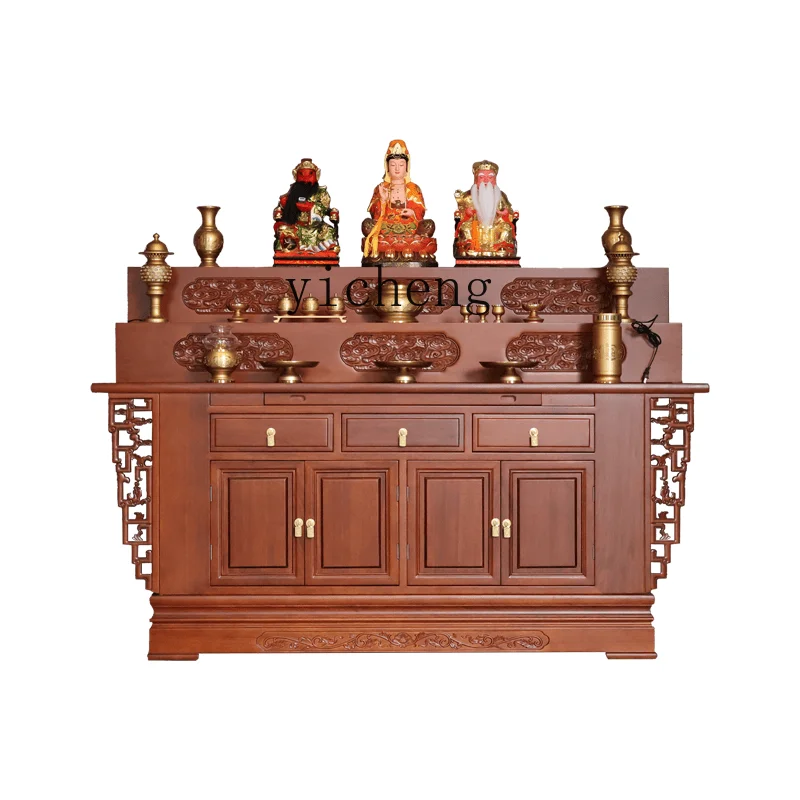 

ZC solid wood Buddha cabinet for Taiwan Guan Gong Buddha Taiwan incense case household table three-layer altar