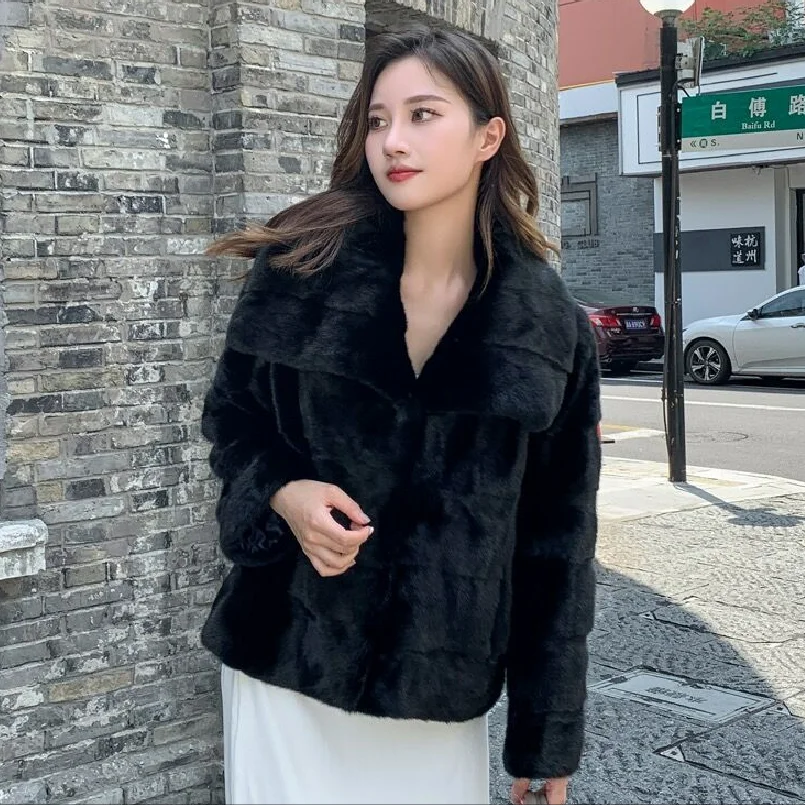 ใหม่ Mink Fur Coat สำหรับ2023, 100% Real Mink Fur Coat,อบอุ่นและมีสไตล์ในฤดูหนาว