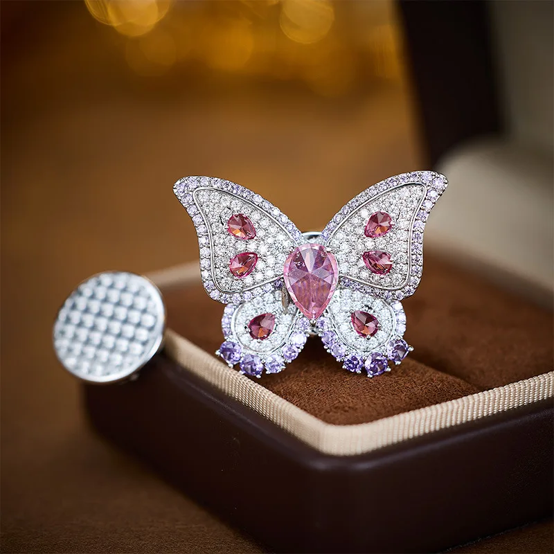 New magnetic clasp butterfly brooch, high-end luxury light luxury style suit collar fixing accessory pin