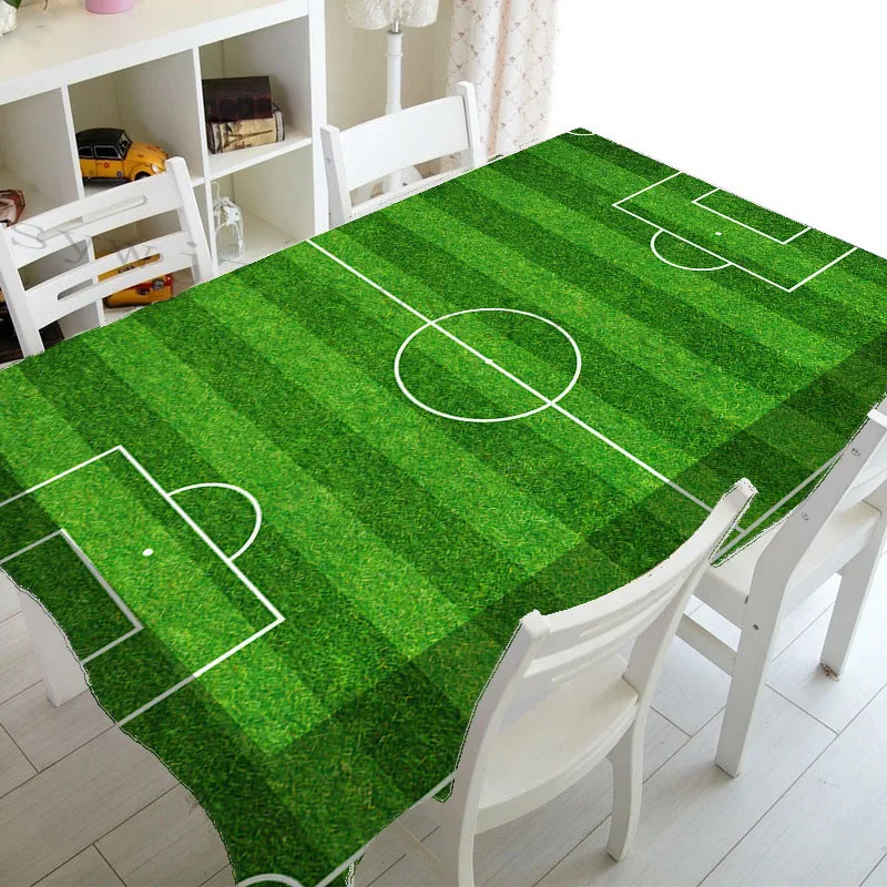 Green Grass Soccer Field Printed Rectangular Tablecloth Kitchen Table Party Decoration Waterproof and Stain Resistant Tablecloth