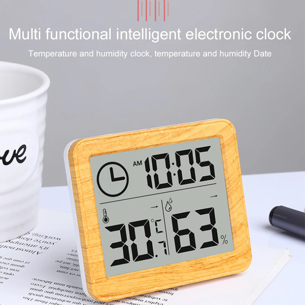 3.22inch Large LCD Digital Indoor Thermometer Hygrometer Room Living Room Decoration Electronic Clock Fashion Office Desk Clock