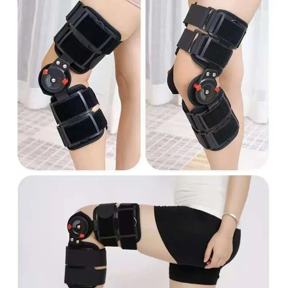 Adjustable Knee Leg Brace Protector Breathable with Polycentric Hinges Hinged Leg Support with Button Lock Stable Knee Support