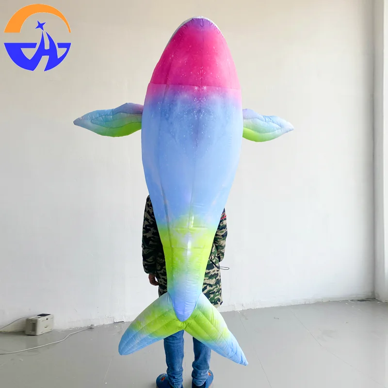 Inflatable cartoon figure carrying fish air model interactive props for marine animal performances in shopping malls and bars