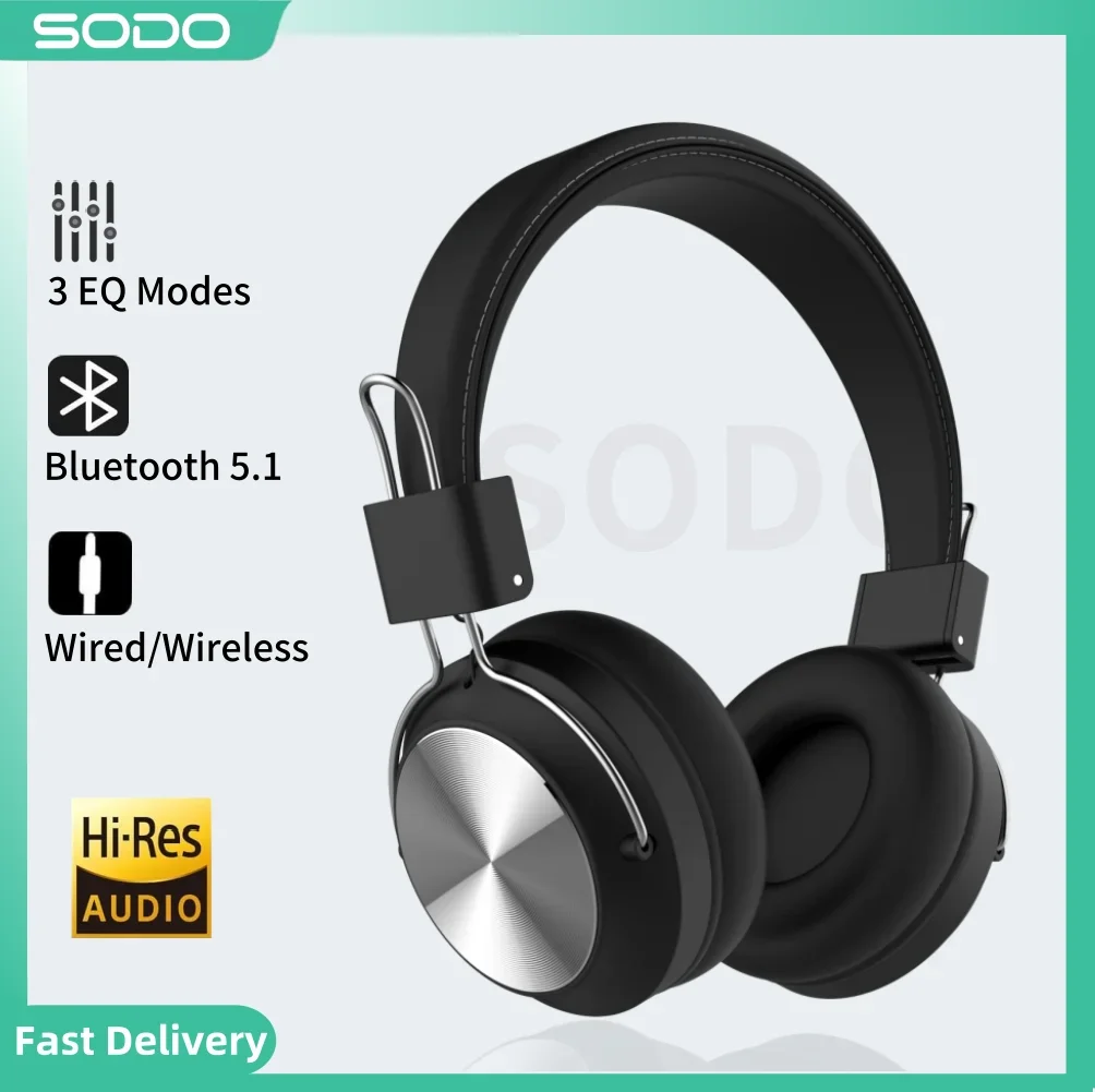 SODO SD-1001 Bluetooth наушники на ухо Проводные Беспроводные наушники складные Bluetooth 5,0 стерео гарнитура с микрофоном Поддержка TF карты