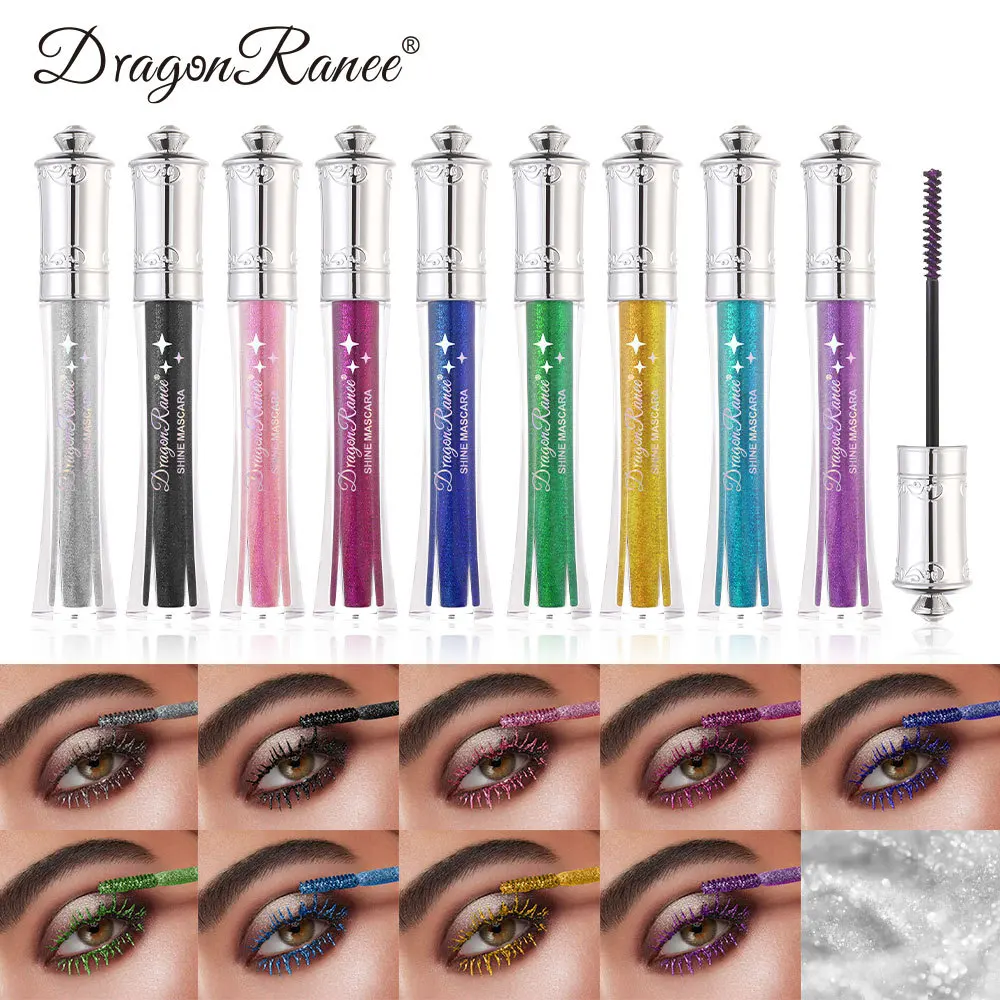 Paars Goud Diamant Mascara Glanzende Pailletten Zweetbestendig Glitter Wimpers Sneldrogend Blijvende Curling Dikke Mascara Shimmer Make-up