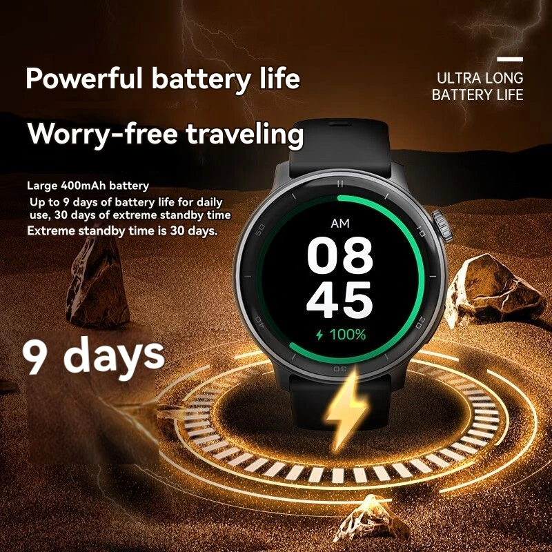 Reloj inteligente KAPULUN para hombres y mujeres, AMOLED de 1,43 pulgadas, pide/reparar llamadas, monitor de salud, resistente al agua 3ATM, seguimiento del sueño y actividad