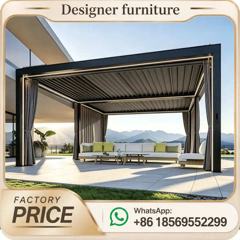 Motorized Aluminum Bioclimatic Pergola Waterproof Louvered Roof System Eco Friendly Outdoor Gazebo For Patio Garden