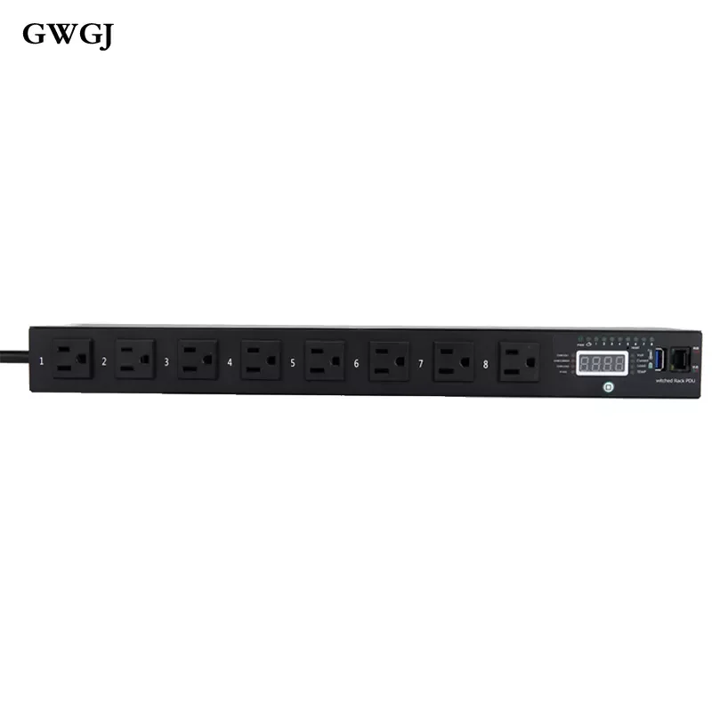 RS485 network smart PDU power socket 8-port US independent switch voltage and current power display centralized management