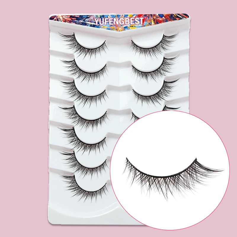 

YUFENGBEST Brand 7Pairs 3d Light Fluffy Fox Eye Luscious Vegan Lashes Anime Pestanas Postizas Accessoires de Maquillage Atacado