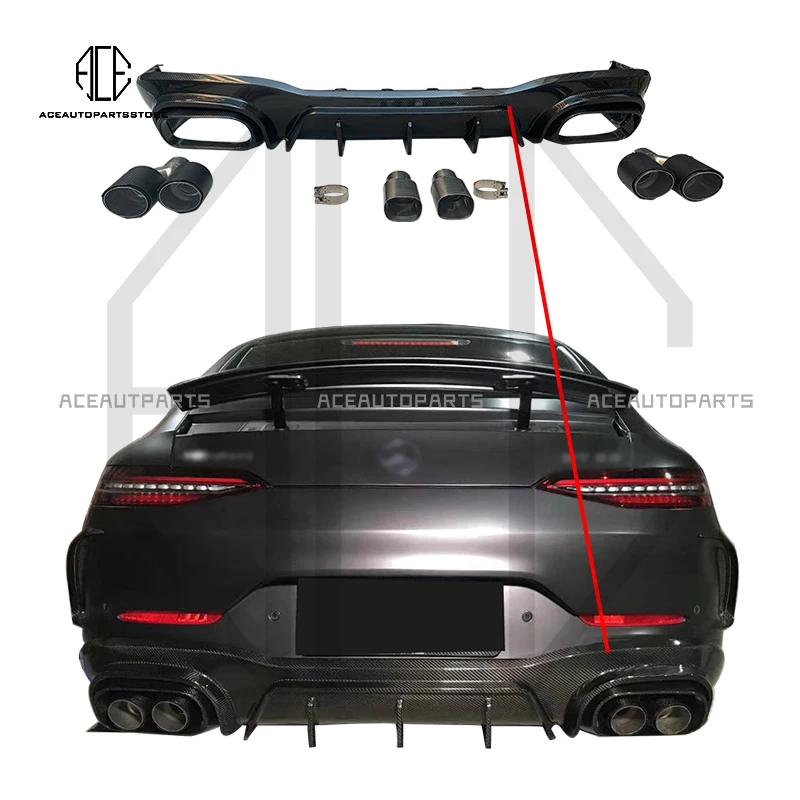 

For Mercedes Benz AMG GT43 GT50 GT53 2019-2022 Rear Lip Diffuser Spoiler Carbon Fiber B Style Bumper Cover Guard