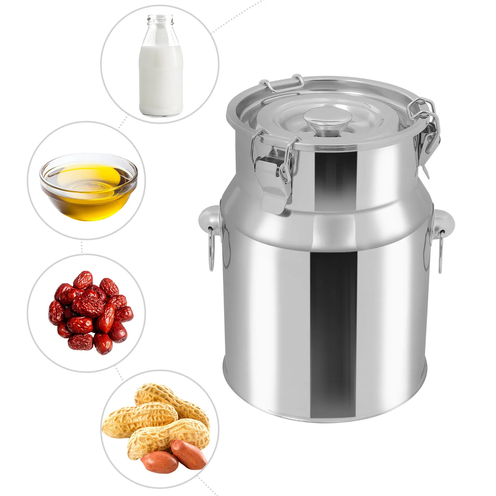 

Герметичное ведро из нержавеющей стали 201, герметичный кувшин для молока объемом 5 л с запирающейся крышкой, многоцелевая банка для хранения пищевых продуктов для коммерческого использования