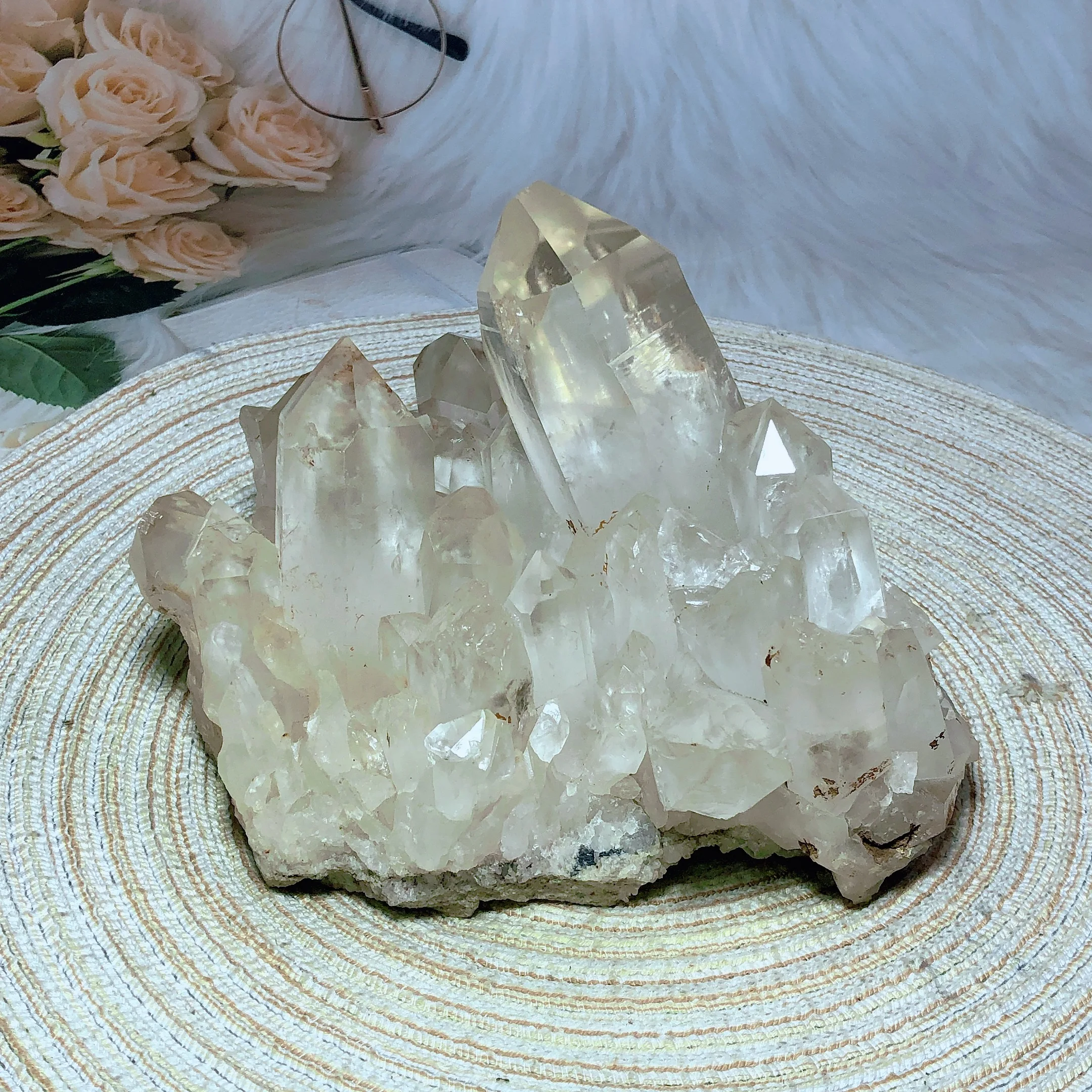 Natural Clear Quartz Cluster Raw Stone Energy Wealth Open Business Housewarming Rare Office Decoration Gift