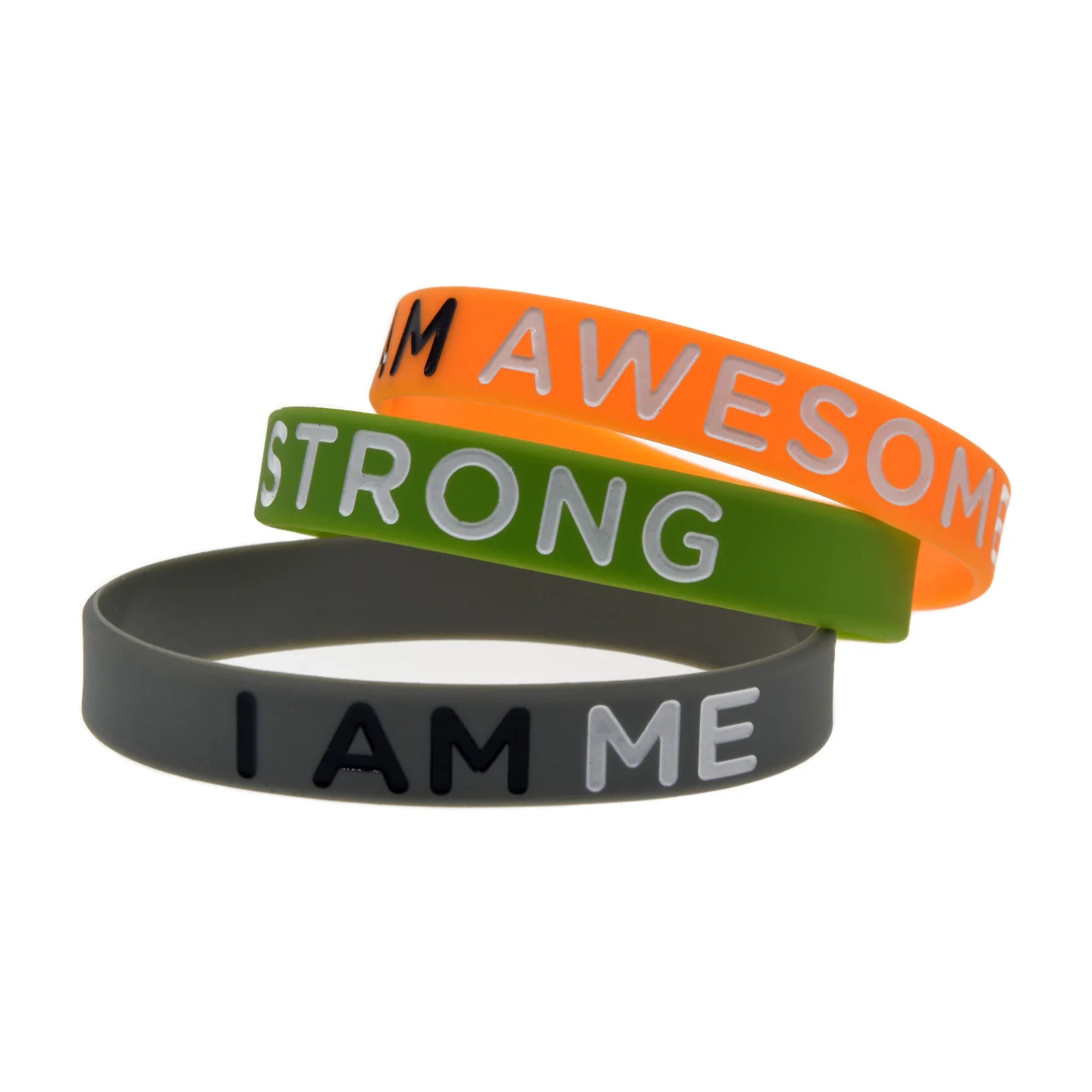 1 Stück/5 Stück „I AM ME“-Armband aus Silikon mit positiver Botschaft, zur Unterstützung der psychischen Gesundheit. – Detail 3