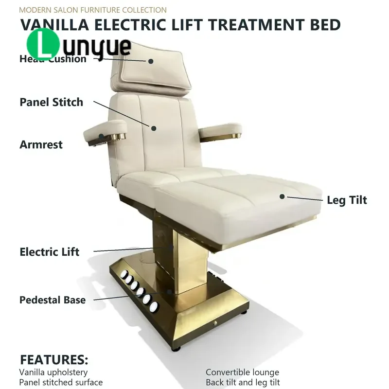 Electric Lifting Treatment Bed Base Adjustable Recliner with Splicing Backrest and Inclined Legs for Spa Clinic