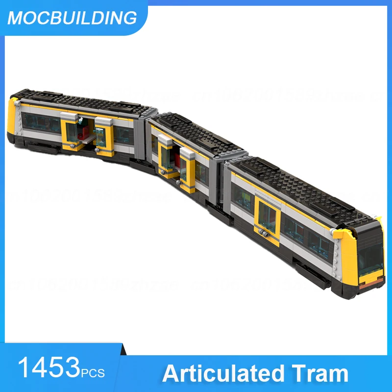 Moc Bausteine Gelenk Straßenbahn mit Akkordeons Stadt gelbe Lackierung Version Zug Modell montieren Ziegel Spielzeug Geschenke 1453pcs