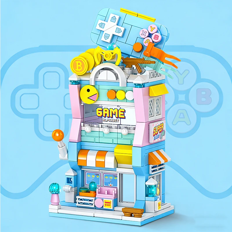 Street View Stad Architectuur Bouwstenen Koffie Ijs Game Store Model Kit Meisjes Bakstenen Kinderen Speelgoed Kerstcadeau