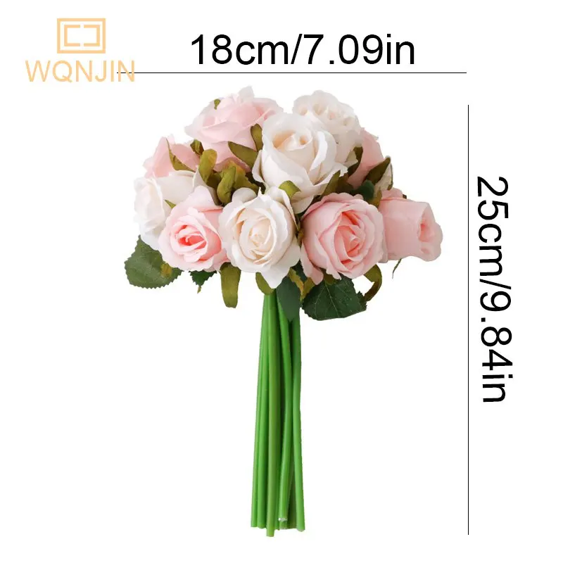 12 Teile/los Künstliche Seidenrosen Blumenstrauß Hochzeit Braut Mit Hause Gefälschte Weiße Blumen Billig Für Zuhause Tischdekoration – Detail 2