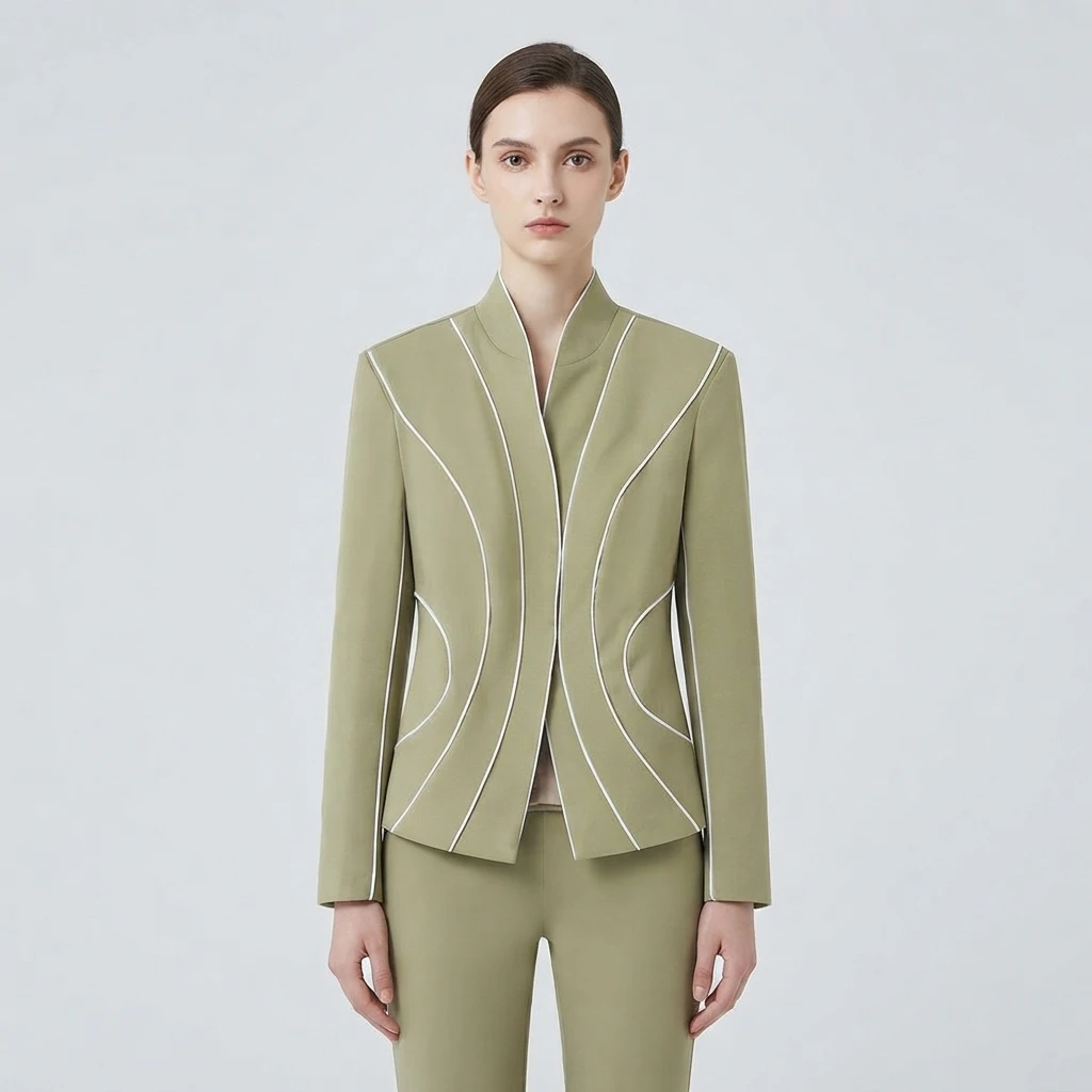 Women's clothing 2026 autumn and winter new style irregular patchwork commuting style fashion quilted waist-hugging blazer