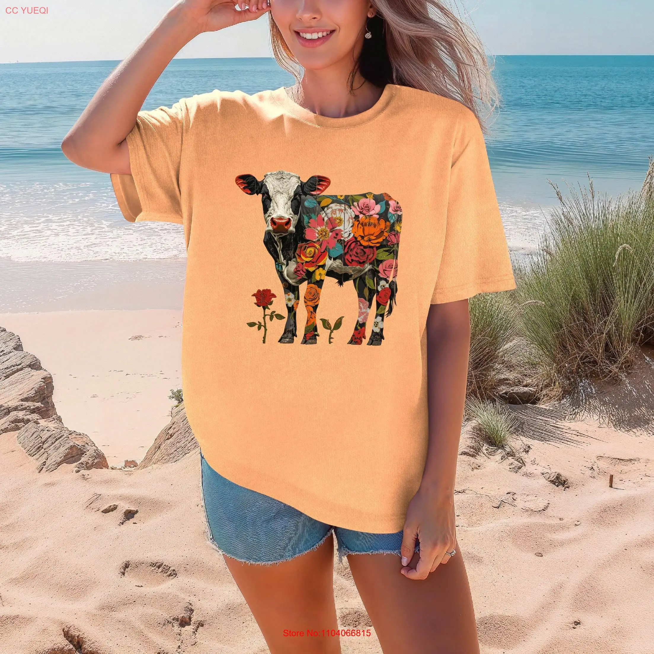 Floral Cow Comfort Colors T Shirt for Women Matching Toddler Animal Farm s baby Funny Cows  long or short sleeves