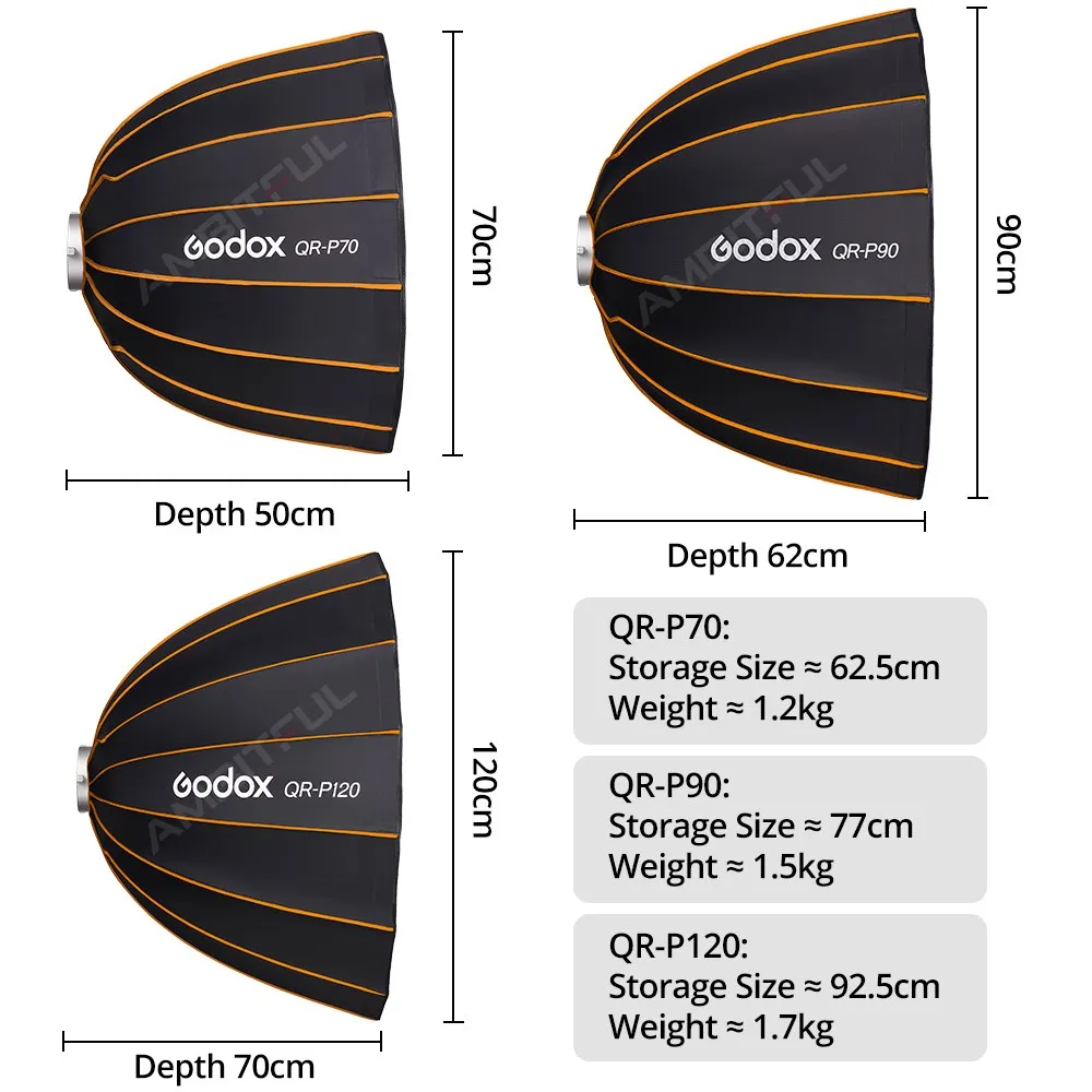 Godox QR-P70/90/120 Softbox with Grid for Bowens Mount