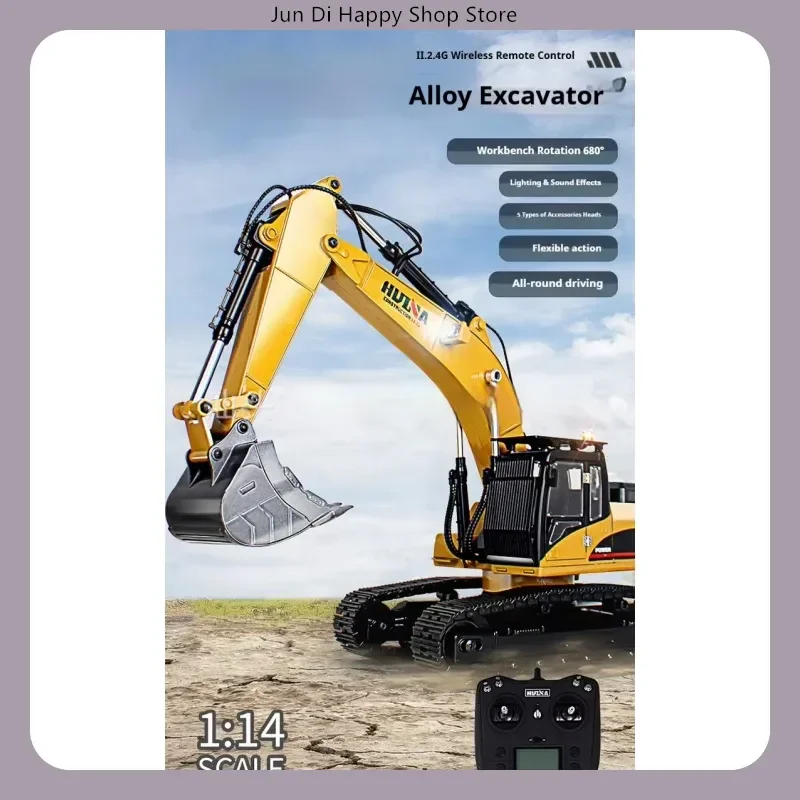 Replaceable Attachments RC Excavator Huina 1580 1/14 Scale 32‑Channel All‑Metal Remote Control Digger RC Construction Vehicle