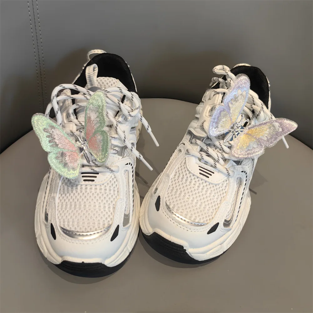Shoe Charms Moving Butterfly Girls Embroidered Fabric Small Lightweight Cute Fairy Shoe Decoration Buckle Spring New Multicolor