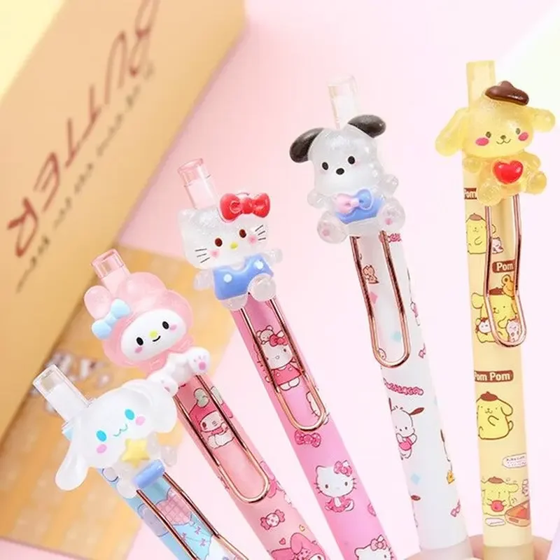 Imagem -06 - Sanrio Olá Kitty Gel Pen Holder Kawaii Patch de Resina Imprensa Alto Valor Metal Pen Holder Super Bonito Estudante Papelaria Novo 12 Pcs 24 Pcs