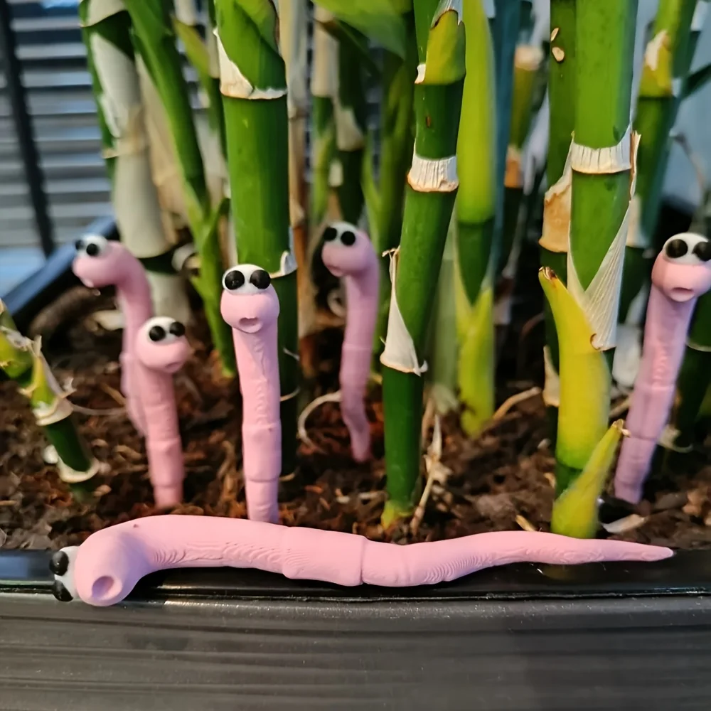 2pcs set of fun potted earthworm plants for garden decoration, cute earthworm garden and terrace accessories, outdoor decoration