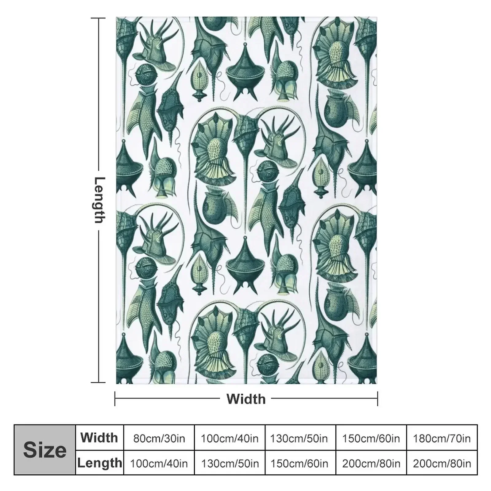 Ernst Haeckel Peridinea Plankton Teal Throw Blanket Luxury Retros Blankets