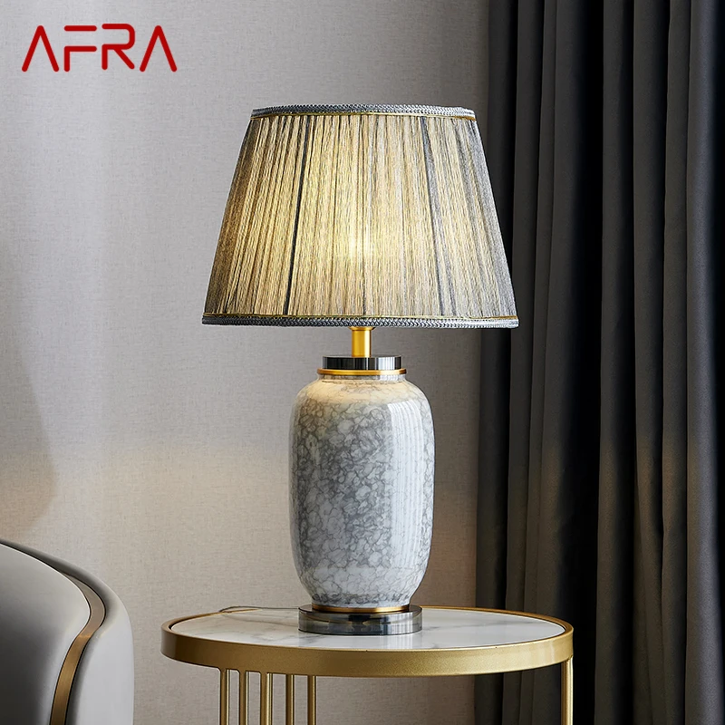 

AFRA Modern Ceramics Table Lamp Luxurious Living Room Bedroom Study LED Originality Brass Desk Light