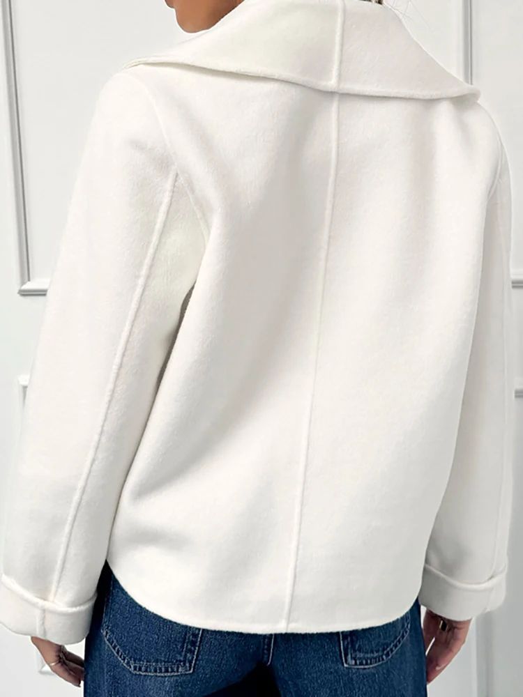 Outono inverno botão retalhos jaquetas sólidas, feminino manga longa moda simples casacos, 2025 v pescoço elegante loungewear outerwear