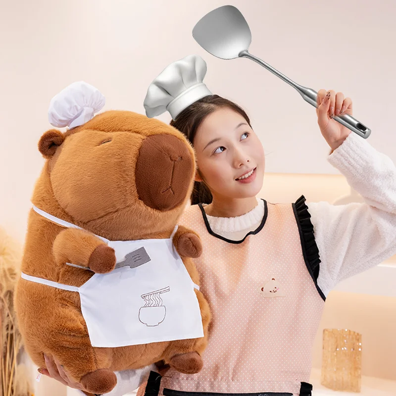 1Pc 2835/50cm Kawaii Capybara Plush Doll Lovely Capybara Wearing Chef\'s Hat Apron Stuffed Soft Animal Pillow Creative Gift Toy