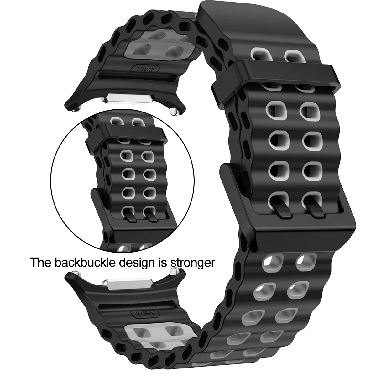 

No Gaps Marine Silicone Strap For Samsung watch ultra 47mm Bracelet Sport two-tone Band for Galaxy ultra watchband strap