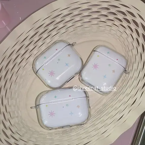 Ins Dopamine Color Star Soft Clear Earphone Case For AirPods 4 3 2 1 Pro 2025 Wireless Bluetooth Headset TPU Protective Cover