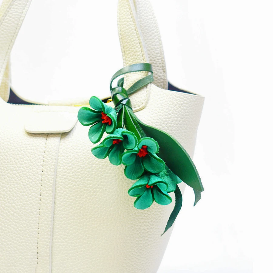 Multi-color Hanger Flower Cowhide Leather Bag Pendant Car Keyring Handmade Keychain Fashion Creative Bag Pendant Women Bag Charm