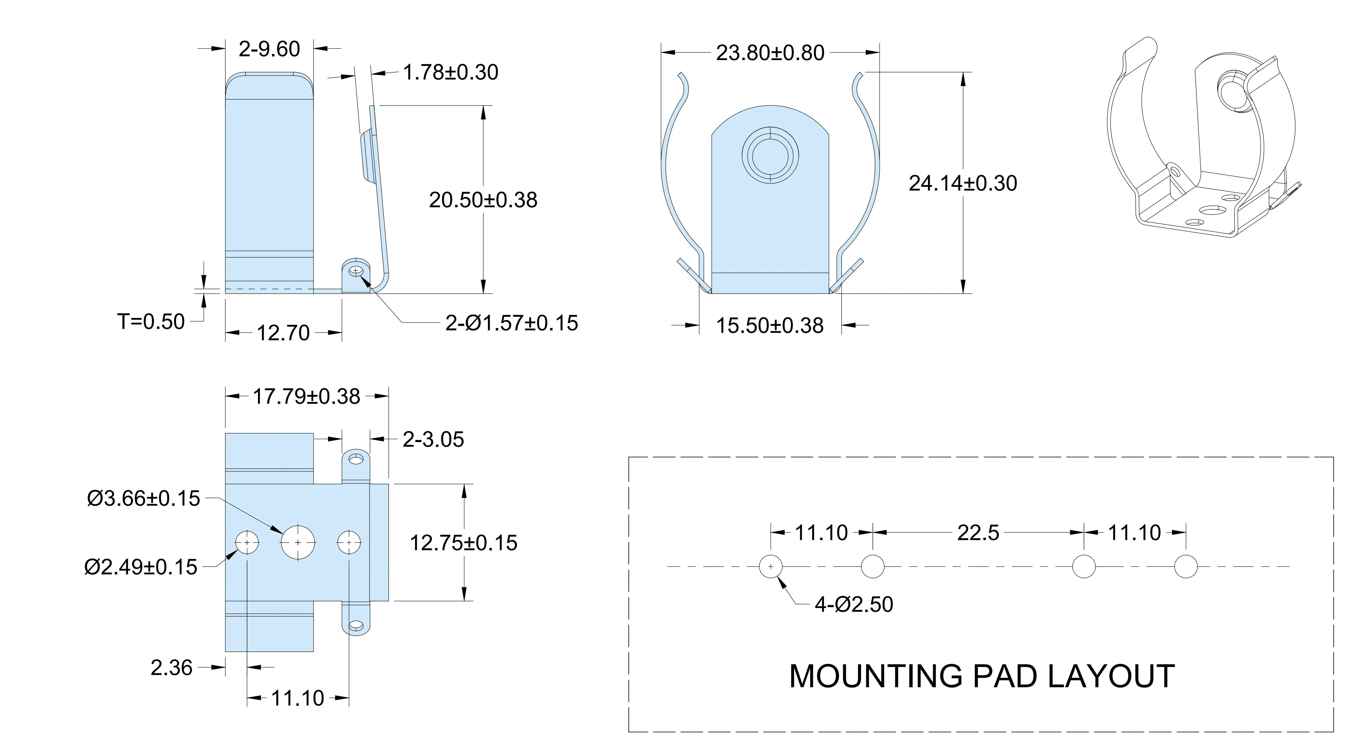 Spring Steel Nickel Plated 26500 Battery Contact Clip LR14 , C Size Battery Holder Keystone 86 Replacement