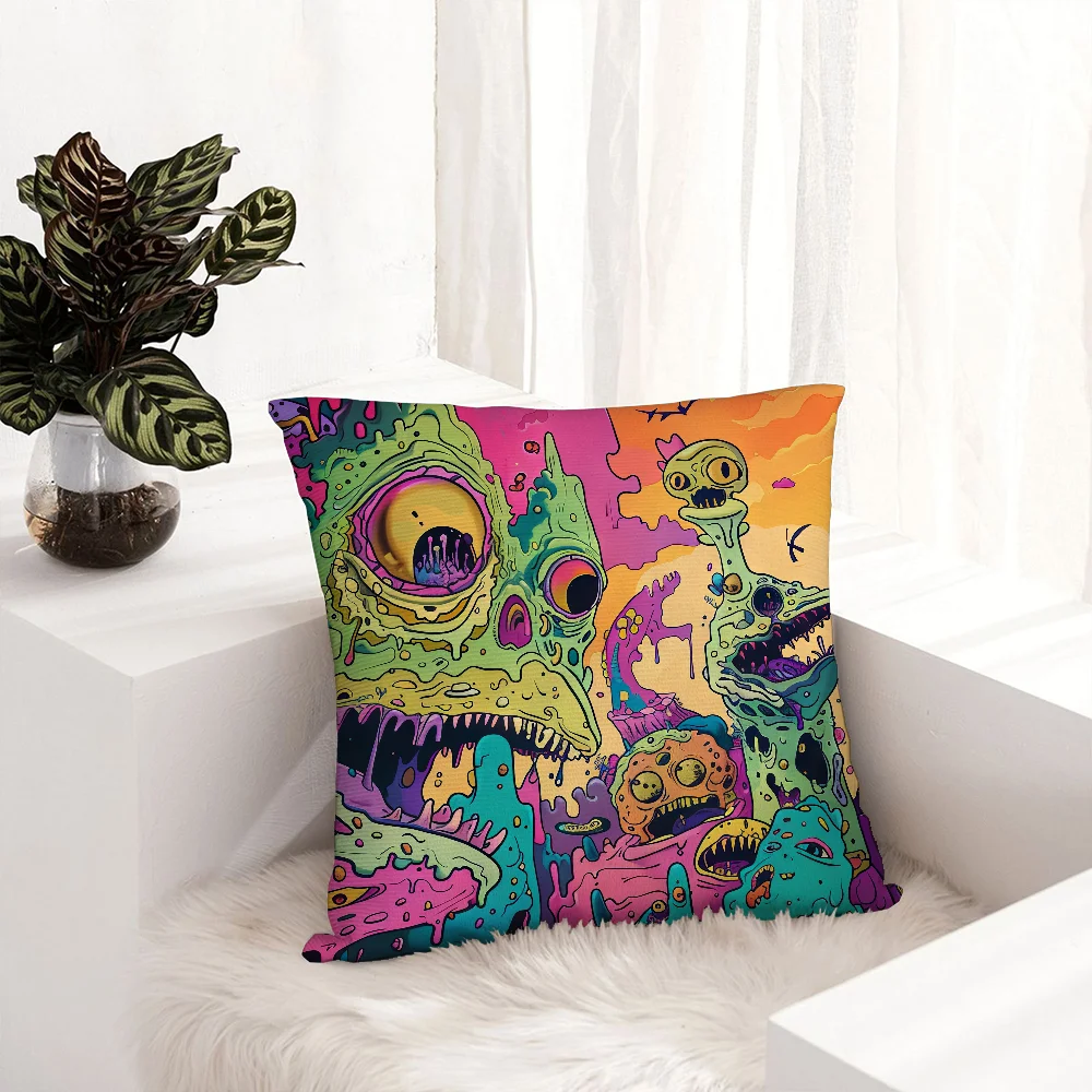 

Trippy Graffiti Pillow Case Plush Fabric Soft Pillowcase Double Sided Print Sofa Cushion Cover Throw Pillow Covers