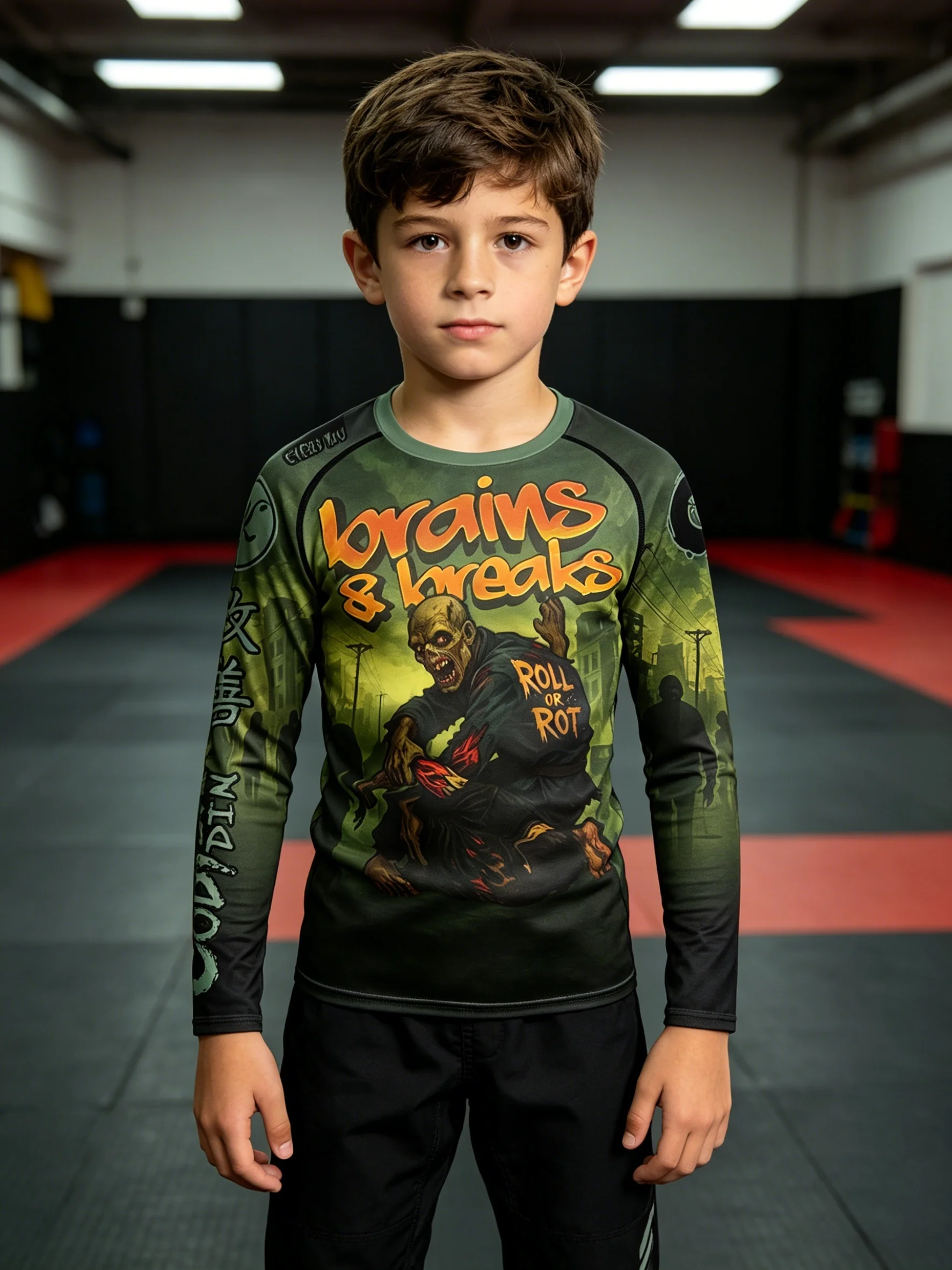 Children' s Army Green High Quality Slim Fit MMA BJJ Clothing Cody Lundin Casual Exercise Training Jiu jitsu Brazilian 4PCS/Sets