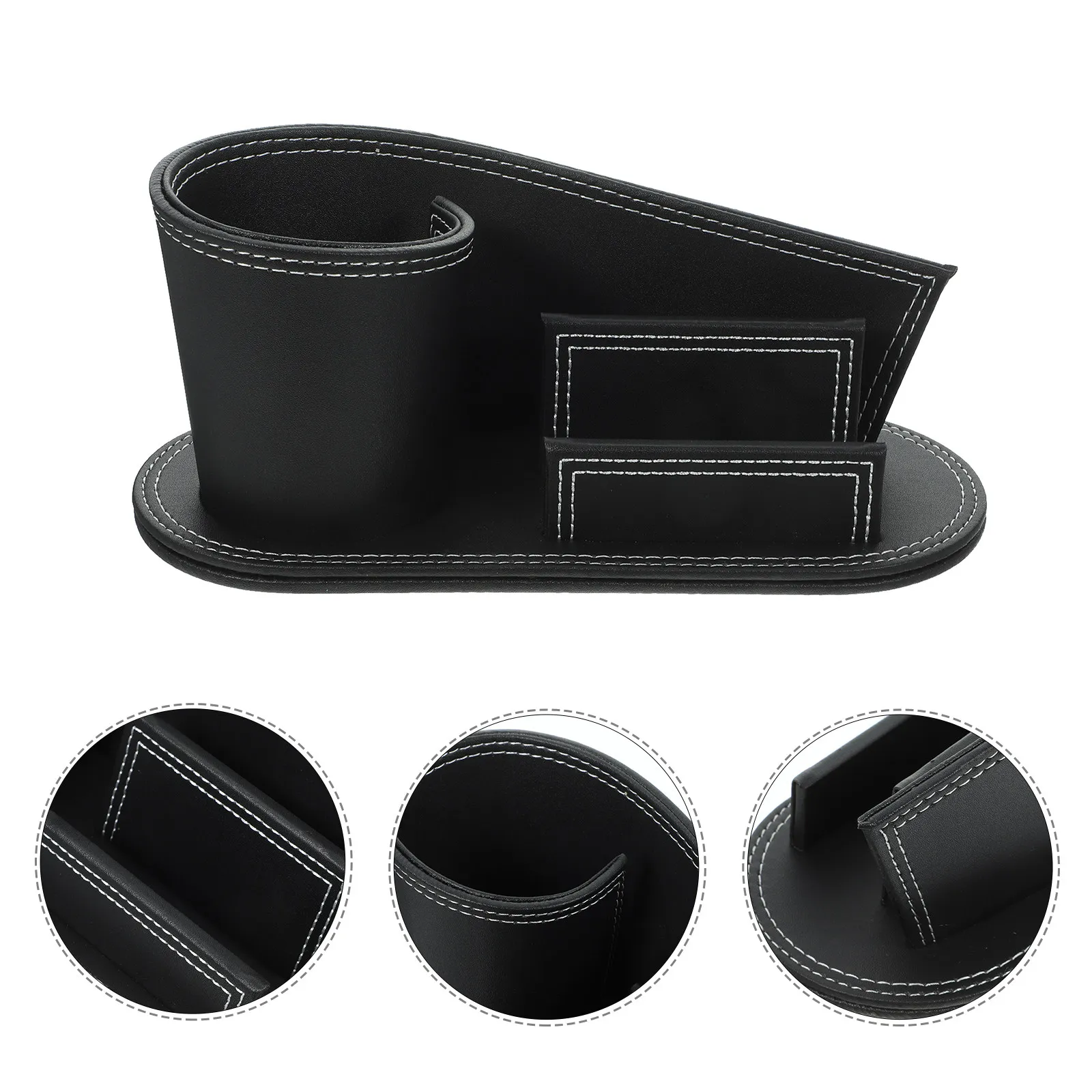 Premium PU Pen Stand Desktop Organizer Business Card Phone Pen Holder Elegant Office Desk Accessory Neat Workspace Tool