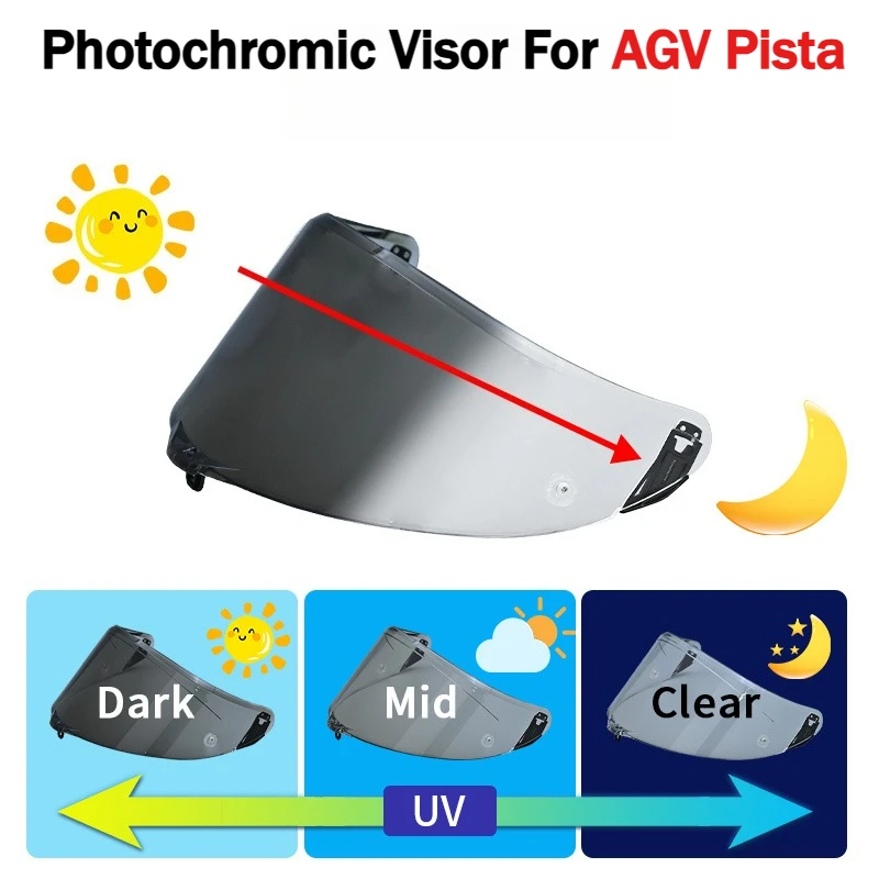 

Photochromic Shield Visor Lenses for AGV Pista GPR GPRR R RACE 2 RACE 3 Full Face Viseira Capacete for pista motos accessories
