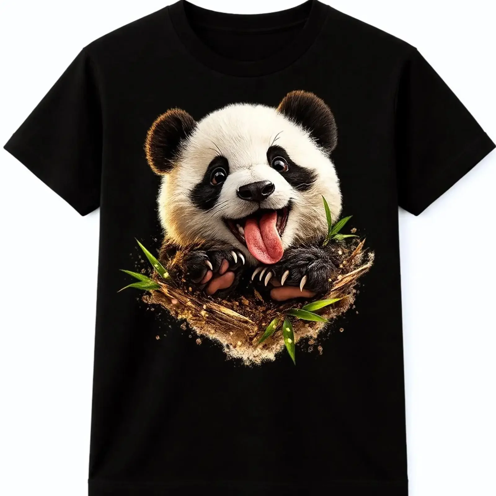 Cute T shirt Baby Pandas Bamboo Wildlife Animal Lovers Funny Nature Bear  vintage Washed Stretched Comfortable Breathable homme