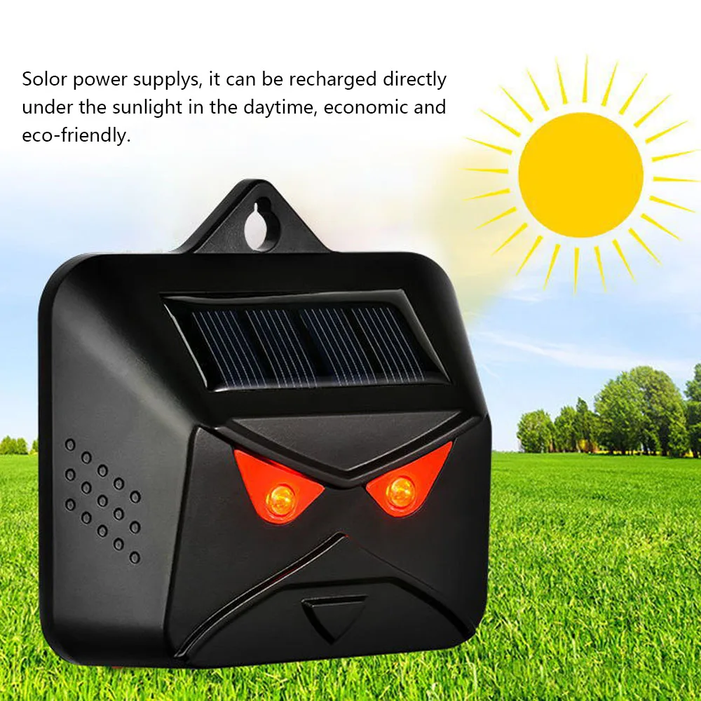 Multi-silicon Solar Panel Battery Dual Powered Animals Repeller Dog Bird Repeller Red LED Light Flashing Repellent Deterrent Dev